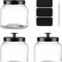 Hyperspace Glass Cookie Jar Food Container with Airtight Black Metal Lid, Medium, 3PCS