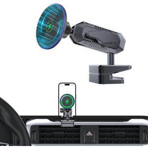 5th Gen Toyota 4Runner Phone Mount Charger, 15W Wireless Charging Phone Holder for 4Runner 2024 2023 2022 2021-2010, Toyota 4Runner Accessories for All Smartphones, 360 Adjustable, Easy to Install