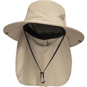 NPJY Sun Fishing Hats with Neck Flap for Men Women UV Sun Protection Safari Hat Wide Brim Bucket Hat