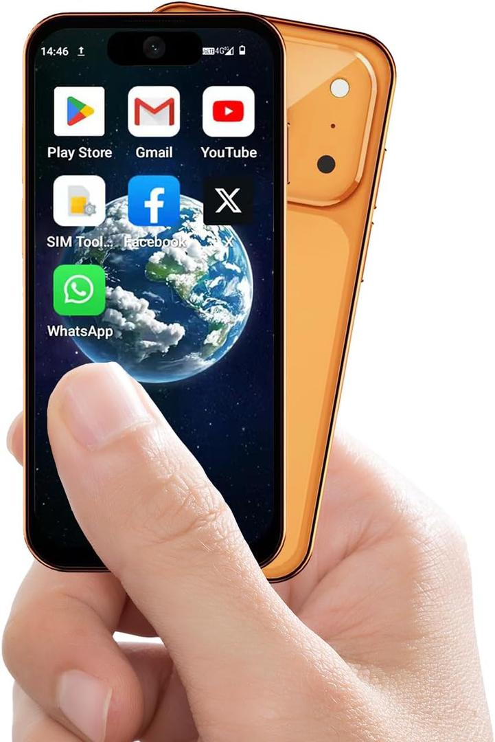 4G Unlocked Mini Smartphone 3GB+32GB,3.88" HD Touch Screen,Android 12,Dual SIM, Face ID,GPS, Quad-Core,1950mAh Battery,Compact Pocket Small Phone for Kids Students Backup Mobile Phone Orange