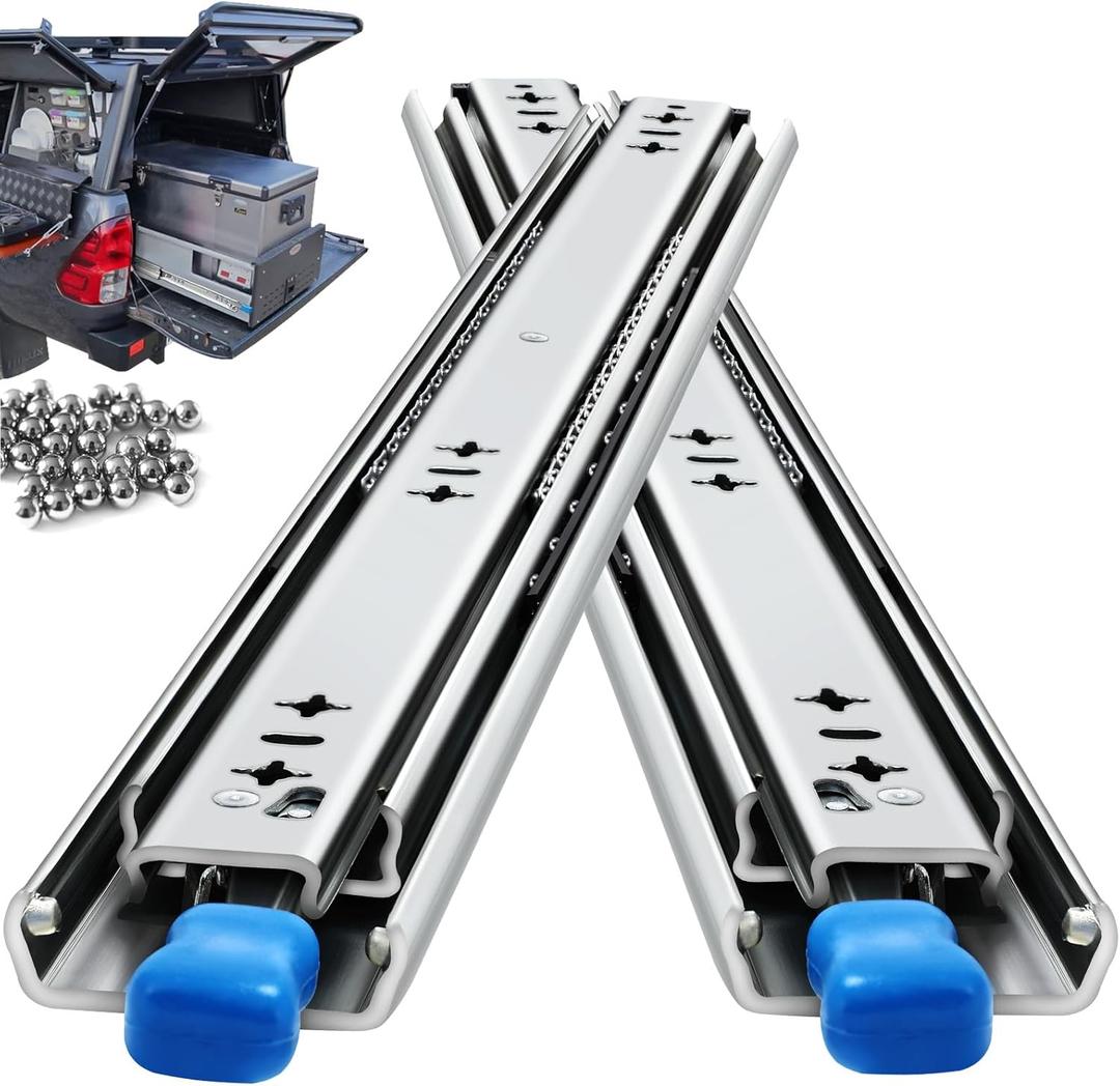 with Lock Heavy Duty Drawer Slides 12 14 16 18 20 22 24 26 28 30 32 34 36 40 Inch 230 Lbs Side Mount Full Extension Ball Bearing Rails Rail Tool Box Runner Glide -W:53mm, 24 Inch