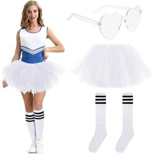 Tutus for Women Adult,5 Layered Tulle Neon Tutu Skirt with Tube Socks & Sunglasses for Running Ballet Dance USA 250th Party