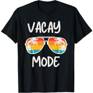 Vacation Summer Sunglasses and Palm Trees Vacay Mode Ocean Teens T-Shirt, Small