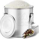 Stainless Steel Containers with Lids,20 lbs Large Capacity Food Storage Containers for Rice Flour Sugar Grain Coffee Bean,Airtight Canister for Kitchen & Pantry Organization