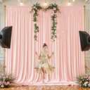8x10FT Pale Pink Backdrop Curtains for Wedding Parties, Wrinkle Free Polyester Photography Backdrop Drapes for Wedding Baby Shower Birthday Parties Stage Background Stand Decorations 4x10ft,2 Panels