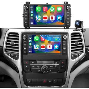 5GWiFi Upgrade Car Radio for Jeep Grand Cherokee 2011-2013, Dodge Durango 2011-2013, 7inch Touch Screen Stereo Headunit Wireless Carplay Android Auto GPS Navigation FM Camera Bluetooth RDS Mirror Link
