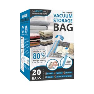 20 Pack Vacuum Storage Bags, Space Saver Bags (4 Jumbo/4 Large/4 Medium/4 Small/4 Roll) Compression for Comforters and Blankets, Sealer Clothes Storage, Hand Pump Included