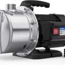 Acquaer 1.5 HP Portable Shallow Well Pump Garden Pump, Stainless Steel, 1210 GPH, 115V Sprinkler Water Transfer Draining Irrigation for Water Removal and Lawn Garden