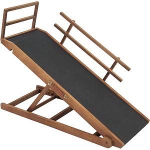 Dog Ramp for Bed Couch - Pet Steps Stairs to Get on Bed Couch 11.8"-27.5" High for Small or Large Dog Up to 200 lbs, Adjustable Wooden Dog Ramp Steps Foldable Portable, Anti-Slip Carpet (S-Brown)