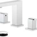 KENES Polished Chrome Widespread Bathroom Faucet 2 Handle Bathroom Sink Faucet 3 Hole, 8-Inch 3 Pieces Vanity Faucet with Pop Up Drain & Supply Lines, KE-9050-5-P