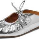 Women's Wrinkled Leather Lace Up Flat Mules Fashion Closed Square Toe Slip-On Slingback Ballet Flats Comfortable Casual Dressy Date Office Work Shoes