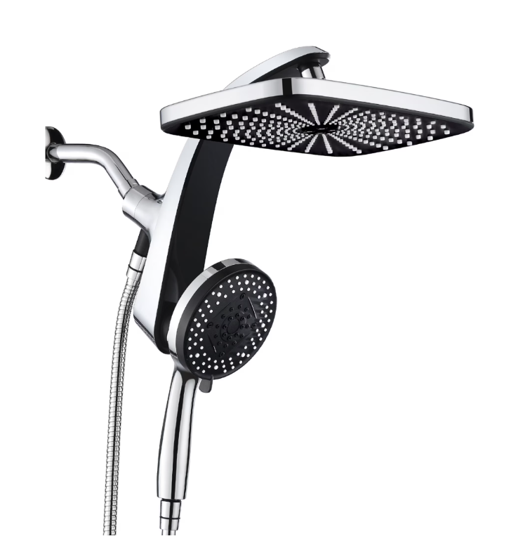 KESTE 12 Inch High Pressure Rain Shower Head with Handheld Spray Combo, 3+8+2 Spray Setting, Built-in Magnetic Docking, Dual Showerheads for Bathroom, Anti-Clog,Silver Chrome