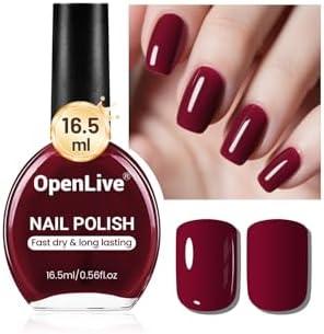 OpenLive 16.5ml Dark Red Nail Polish Large Volume Quick Dry Nail Polish, Long Lasting Shine, Fingernail Toenail Nail Art DIY Home Travel Nail Art Gift