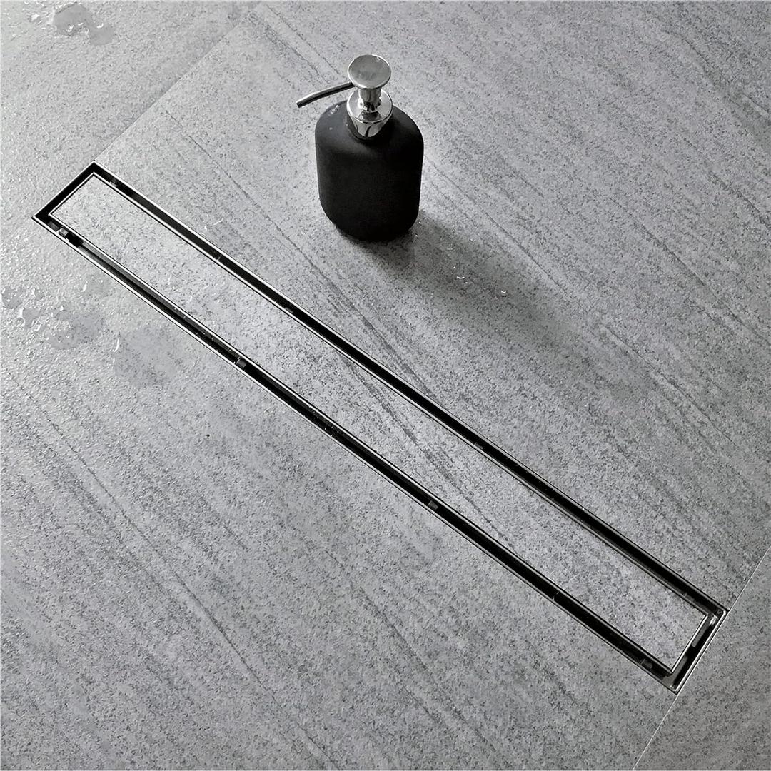 Neodrain 24-Inch Linear Shower Drain with Tile Insert Grate,Brushed 304 Stainless Steel Rectangle Shower Floor Drain, Linear Drain with Leveling Feet, Hair Strainer