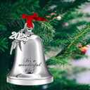 2025 Christmas Ornaments Bell Ornament with Red Ribbon Annual Christmas Tree Decoration Angel Bell Ornament with It's a Wonderful Life(Silver It's a Wonderful Life)