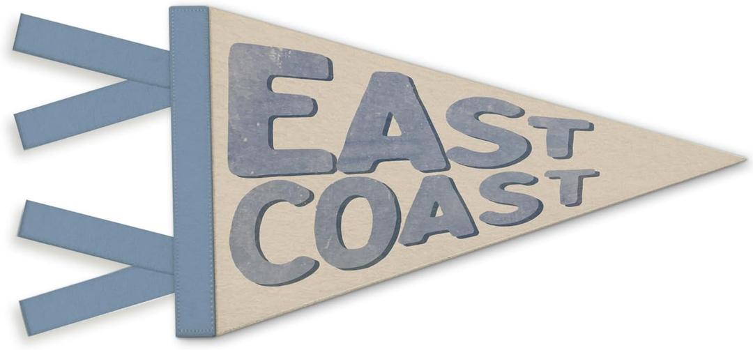 Coastal Beach Room Decor, East Coast Wall Felt Pennants Banners Flags, Retro Blue Coastal Beachy Wall Hanging Decor for Boys Girls Bedroom Room Dorm Beach House