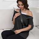 Women's Post Shoulder Surgery Tear Away Shirt Short Sleeve Side Snap Chemo Port Postpartum Shirts Adaptive Clothing (Black, S)