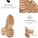 Bacia Chelsea Boots Women Lug Sole Ankle Boots Chunky Heel Slip On Booties (7, Apricot)