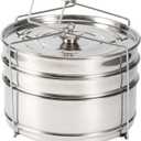 Stackable Stainless Steel Steamer Pots Set - 3 Tier Pans for 6QT Pressure Cookers, Dishwasher Safe Insert Cookware Instant Pot Accessories Stacking Pots for Steaming, Cooking, Serving