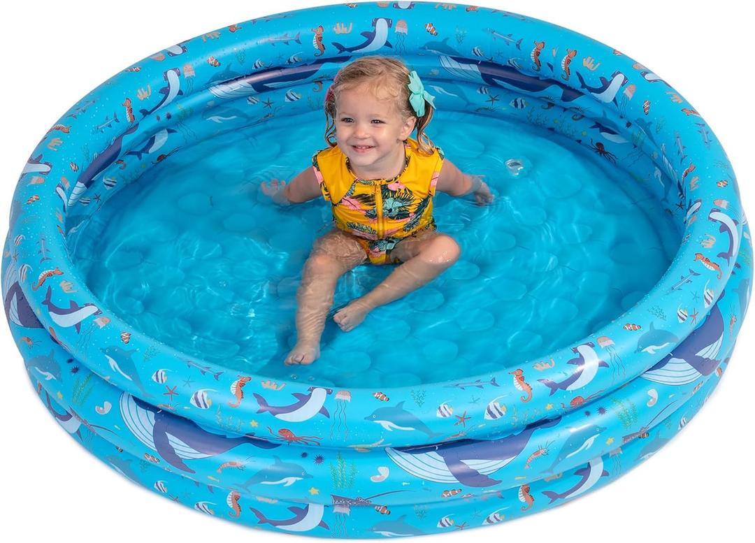 Inflatable Kiddie Pool for Toddlers, 48"X12" Round Plastic Blow Up Kids Swimming Pool, Outdoor Water Play, Ball Pit Toys for Kids Age 2 3 4 5, Summer Essential Baby Splash Pools with Cushioned Floor