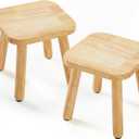 Frogprin Solid Wooden Step Stool for Kids Adults, Short Chair Toddlers Plant Stool, Kids Stool Perfect Matched Sensory Table, Multi-Purpose Sitting for Kitchen Playroom Bathroom Bedroom (2 Pack)