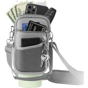 ALIENSX Water Bottle Carrier with Phone Pocket - Compatible with Stanley 40/30 oz Tumbler - Adjustable Strap & Carabiner - Ideal Stanley Cup Accessory