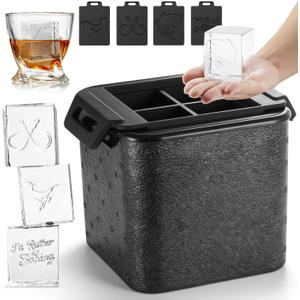 Clear Square Ice Cube Maker Mold for Whiskey Bourbon, Fishing Gifts for Men, Stocking Stuffers for Men