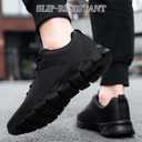 Mens Non Slip Work Shoes Waterproof Oil-Proof PU Leather Food Service Restaurants Kitchen Chef Shoes Comfy Walking Sneakers Lightweight Classic Stylish Casual Office Footwear Black Size Men 13