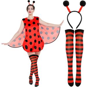 Zhanmai Halloween Women Ladybug Costume Set Ladybug Costume Dress Headband Socks for Carnival World Book Day Cosplay (Small)