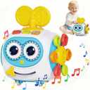 MoraBaby Robot Musical Busy Cube for Toddlers 1-3 Years Old, Montessori 6-in-1 Activity Cube with Lights & Sounds, Wheels for Tummy Time & Crawling Training, Birthday Gifts for Baby boy & Girl