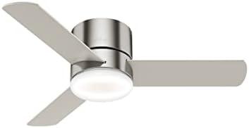 Hunter Fan 59454 Minimus 44-Inch Low Profile Ceiling Fan with Energy-Efficient LED Light Kit and Remote Control, Ultra-Quiet Motor, Brushed Nickel Finish