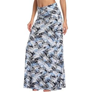 Deepsko Women's Bohemian Style Print Summer Beach Elastic Waist Skirt, Medium