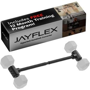 Jayflex Hyperbell Dumbbell Converter - Convert Dumbbells to Barbell Set and Kettlebell for Home Fitness - Adjustable & Up to 200 lb Capacity Weight Barbell for Weight Lifting