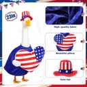 4th of July Porch Goose Outfit Patriotic Pillow Design with Top Hat for 23" Lawn Cement Goose Independence Day Garden Patio Yard Outdoor Decorations (Heart)