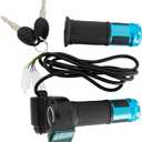 Electric Twist Throttle Grips, Electric Scooter Three Speed Throttle Handlebar, LED Battery Voltage Display Electric Bike Throttle Accelerator Aluminium Speed Control