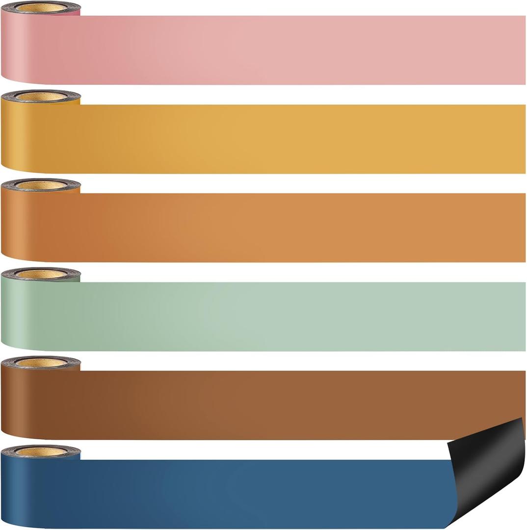 6 Pcs 49 ft Magnetic Borders for Classroom Boho Bulletin Board Borders Magnetic Die Cut Border Trim Boho Rainbow Wall Decals Border for School Classroom Offices Home Boards