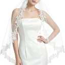 Wedding Veil Lace 1 Tier Cathedral Length Fingertip Length Bride Veil with Metal Comb