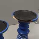 Candleholder Sets Mango Wood Blue Distressed Finish for Rustic, Vintage, and Antique Style Interior Designs for Table Centerpieces Brown Home Decor Kitchen