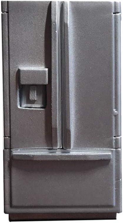 Dollhouse Decoration Accessories, 1:12 Dollhouse Miniature Furniture Simulation Fridge Refrigerator Kitchen Prop Decor (Grey)