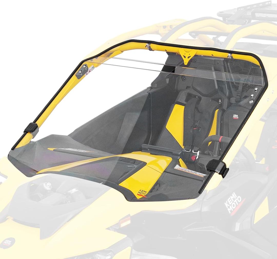 KEMIMOTO Front Windshield Compatible with Can Am Maverick R 2024+ Scratch Resistance PC Windscreen Dustproof Rainproof Full Window