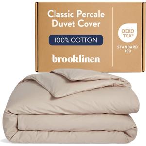 Brooklinen Luxury Percale Duvet Cover 100% Cotton, Cool, Crisp, Extra-Long Corner Ties, Button Closure, Soft & Breathable Machine Washable, Duvet Cover Full/Queen Bed Sizes (Pebble)
