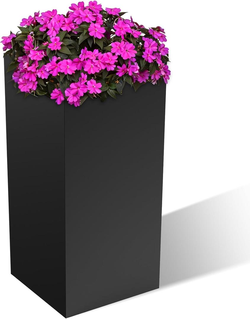 Nexum 30 Inch Tall Metal Planter Box for Outdoor/Indoor Use, Heavy Duty Galvanized Steel Vertical Planter, Modern Large Planter Boxes for Front Door, Porch & Patio (Tall Planter)