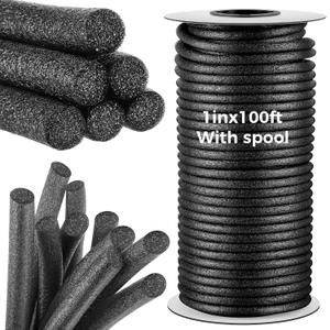 MotiMind 1 Inch x 100 ft Foam Backer Rod for Gaps Joints Concrete Crack Filler Caulk Saver Bulk Foam Backing Rod Concrete Filler Rope for Weather Stripping Door Seal (Black)