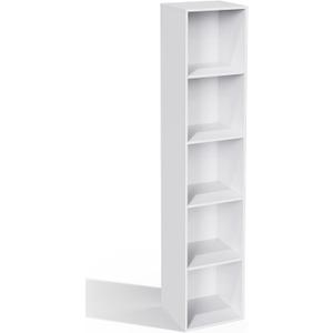 5 Cube Storage Organizer, 5 Tier Cube Low Bookcase Freestanding Storage Display Organizer, Five-Cubes Open Shelf Bookshelf for Home Office (White, 5-Cube)