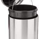 Amazon Basics Round Cylindrical Trash Can with Soft-Close Lid, Foot Pedal, Removable Inner Bucket, Smudge Resistant, 20 l/5.3 gallon, Brushed Stainless Steel