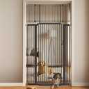 71" Extra Tall Cat Gate 29.5-40.6 Wide Pet gate with Small Cat Door,Pet Gate NO Drilling Pressure Mount Kit for Cats and Dogs Indoor Doorways liveing Room Bedroom-Black