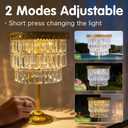 HUYIENO Solar Crystal Table Lamp Cordless Rechargeable LED Desk Light Dimmable 2 Color Modes (Warm/White), Waterproof Outdoor Metal Lamp for Patio, Balcony, and Bedroom Decor