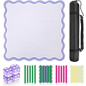 22 in Mini Mahjong Mat for Travel Portable Mahjong Game Mat with 4 Pcs Mahjong Tile Shufflers, Non-Slip Rubber Backing, Foldable Surface & Carry Bag (Lavender)
