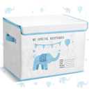 LemonRoad Baby Memory Keepsake Box 16x12x12inch Baby Shower Elephant First Keepsake Box New Parent Newborn Baptismal Birthday Gift for Mementos Travel Loved Ones Treasured Keepsakes(Blue)