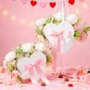 Ctosree 12 Set Heart Shaped Flower Boxes with Ribbon Bow DIY Valentine Day Flower Gift Bags Personalized Floral Packaging Bags for Bridal Shower Anniversary Valentine Day Party Supplies (White)